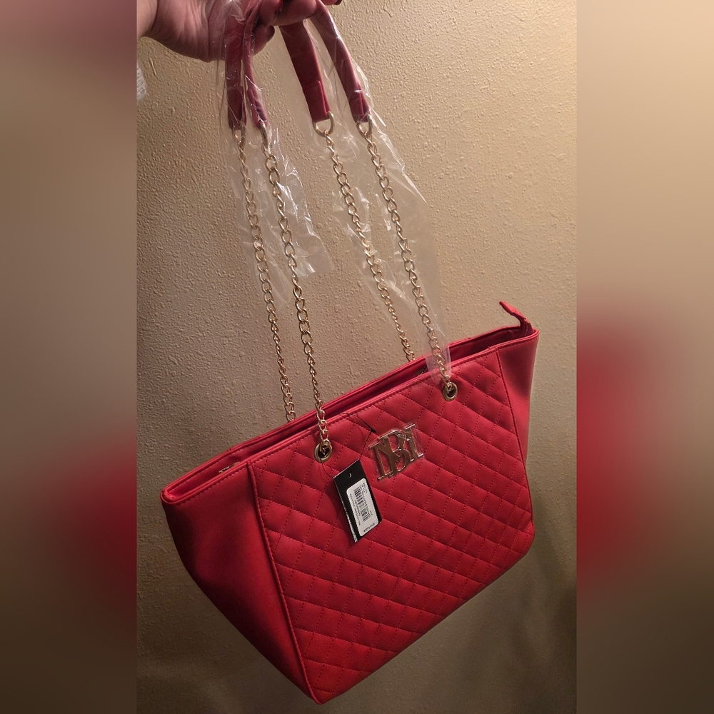 Badgley Mischka Red Quilted Shoulder Bag